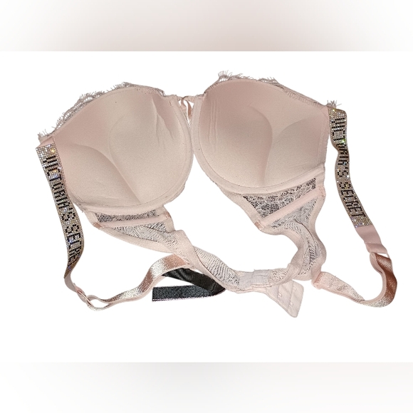 Victoria Secret Very Sexy Pink Lace Bling Straps Push-up Bra Size 36C - Picture 3 of 11